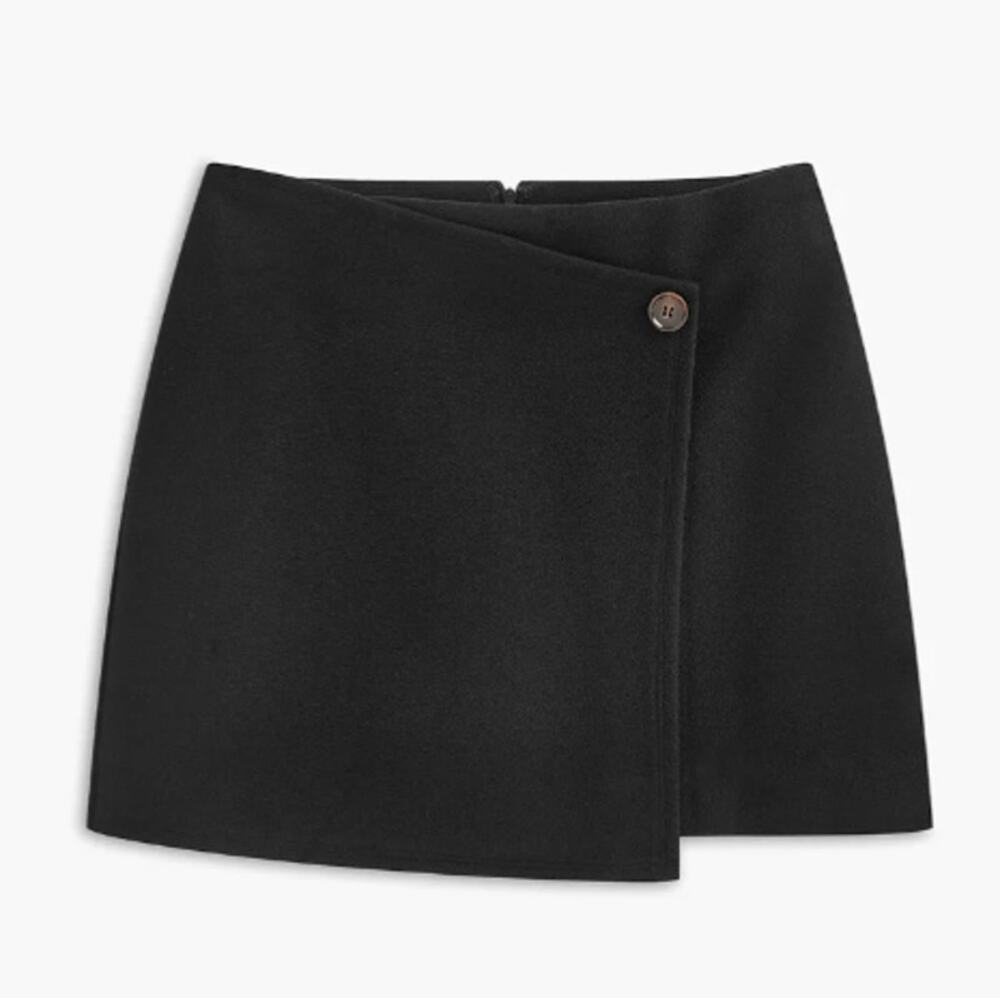 Commense Button Tweed Warm Skirt, S